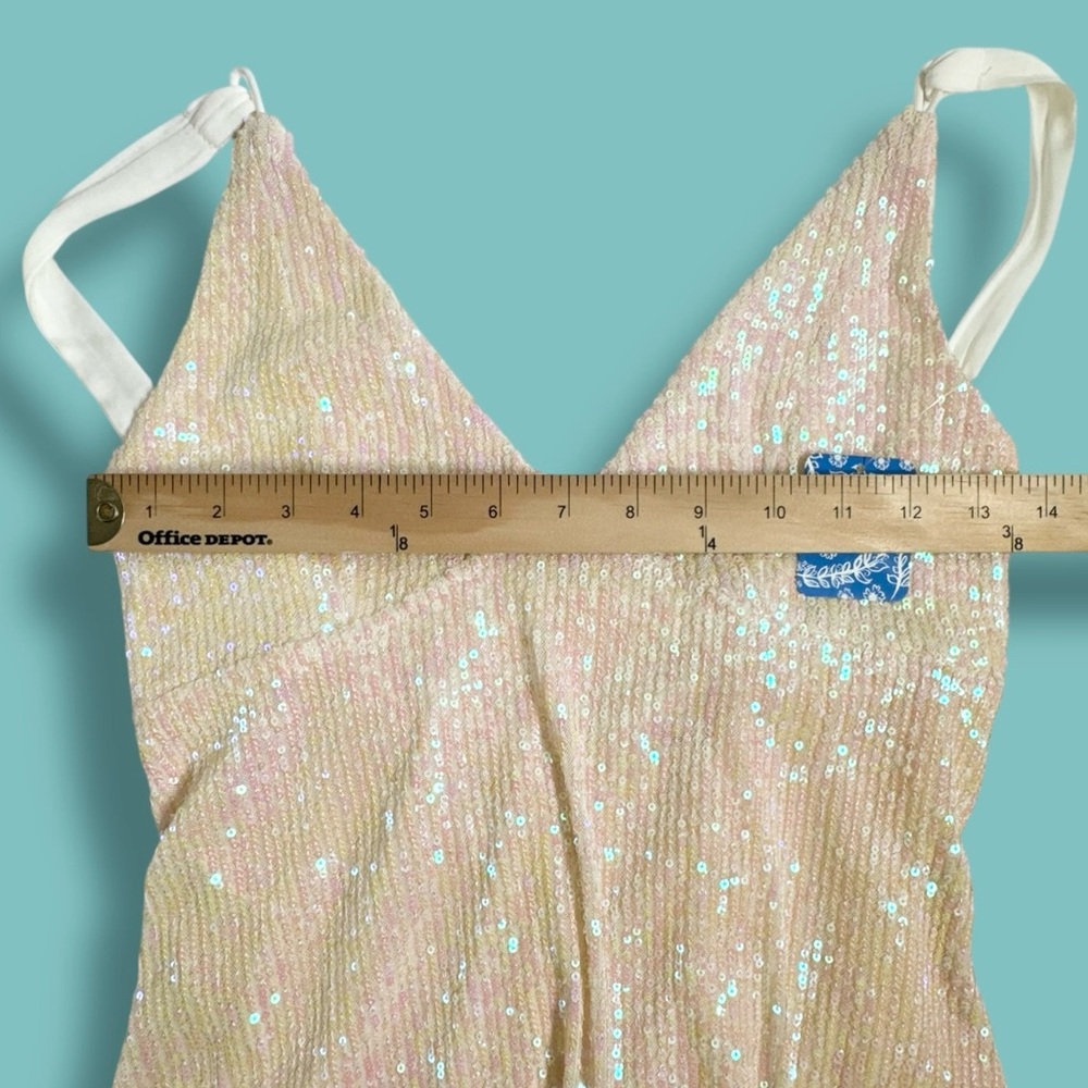 NWT Free People Gold Rush Mini Iridescent Sequin Dress in Icicle Pearl size S - Picture 5 of 11